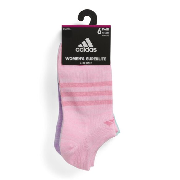 AGRON Pink Multi 6pk Superlite No Show Socks - Picture 1 of 1
